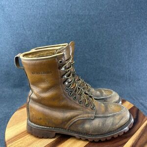 Vtg Herman Survivors Insulated Mens 8L Brown Leather Moc Toe Boots 1978 USA Lug